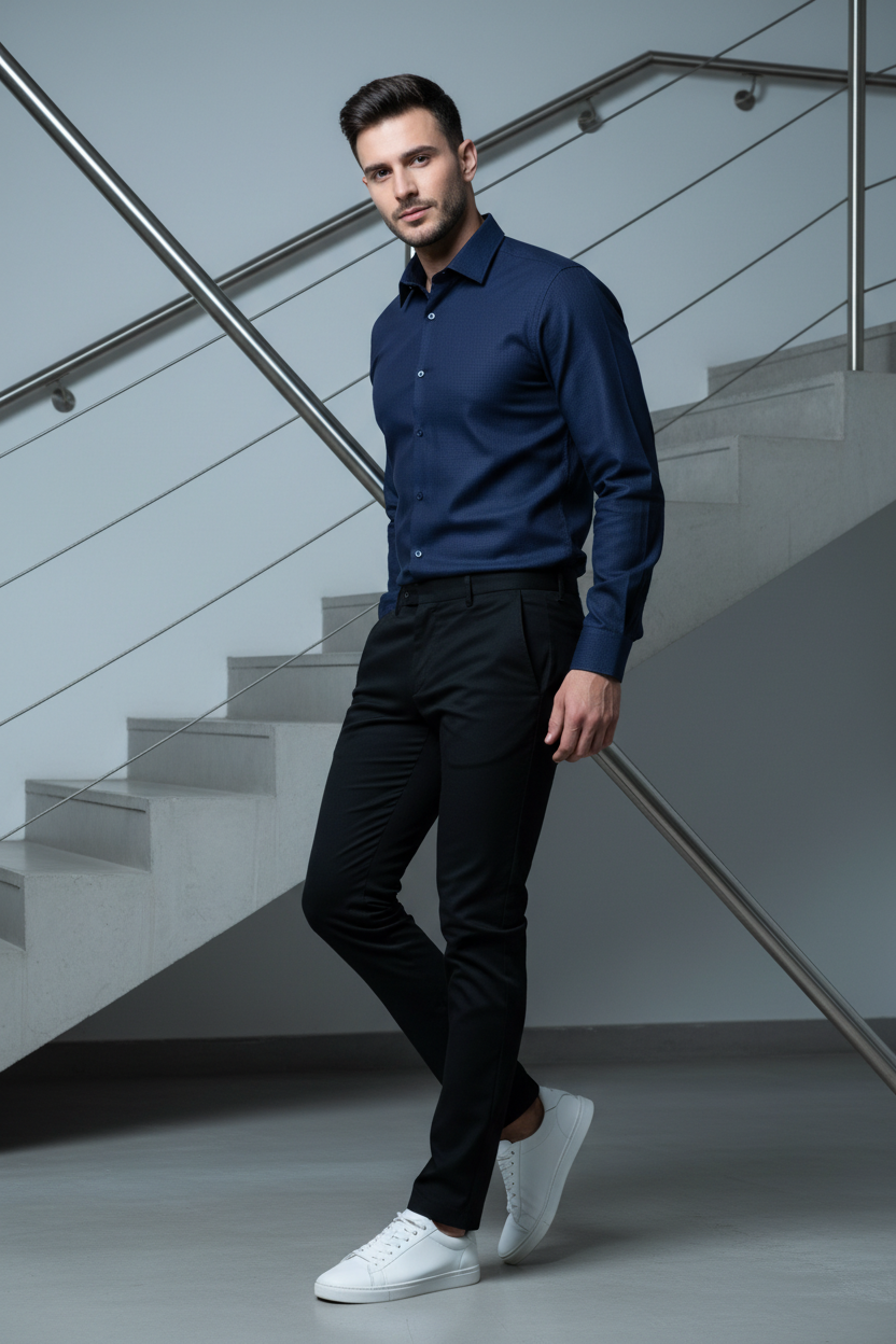 Men’s Navy Blue Full Sleeve Shirt – OYSPI™
