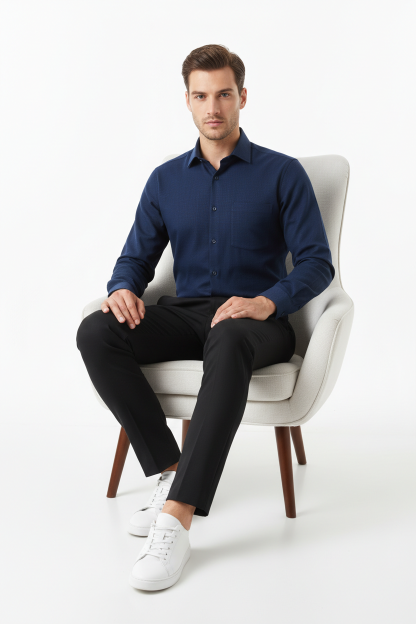Men’s Navy Blue Full Sleeve Shirt – OYSPI™