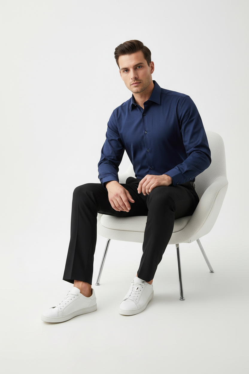 Men’s Navy Blue Full Sleeve Shirt – OYSPI™